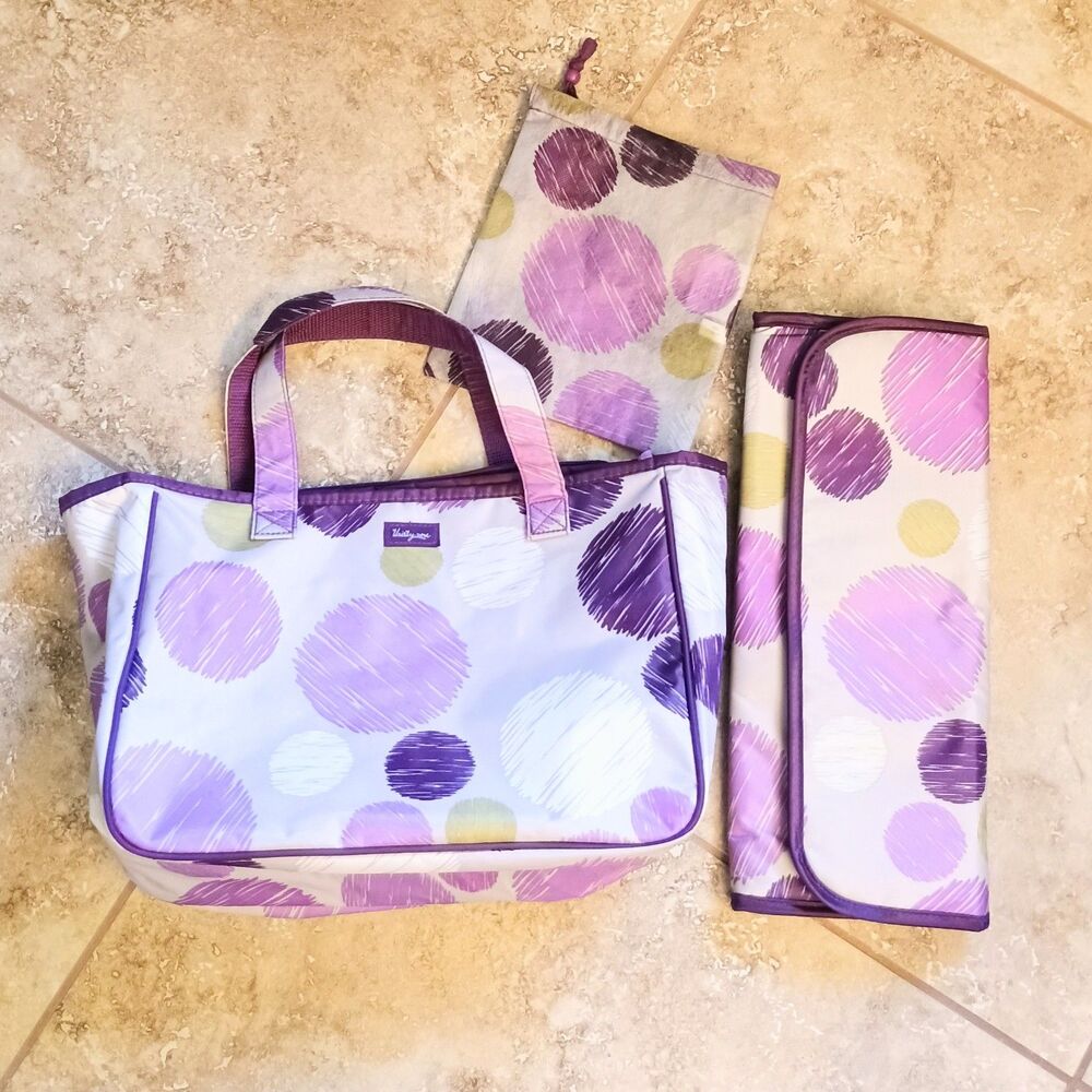 Thirty-One Purple Sketchy Dot 3-Piece Travel Set – Makeup Bag, Hot Iron Case